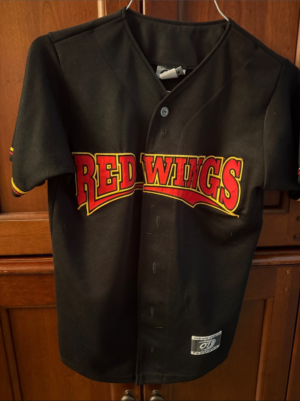 Rochester Red Wings Kids Black Baseball Jersey with Bold Red & Yellow Logo